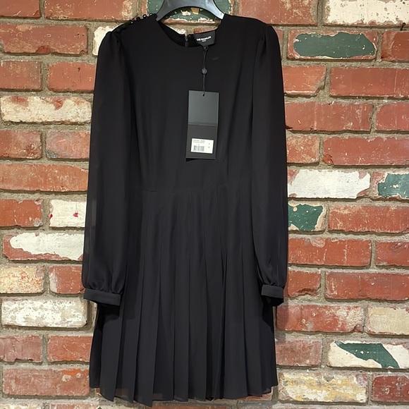 Pleated Short Black Dress W/ Shoulder Buttons - the Kooples size small (1) NWT - Picture 6 of 9